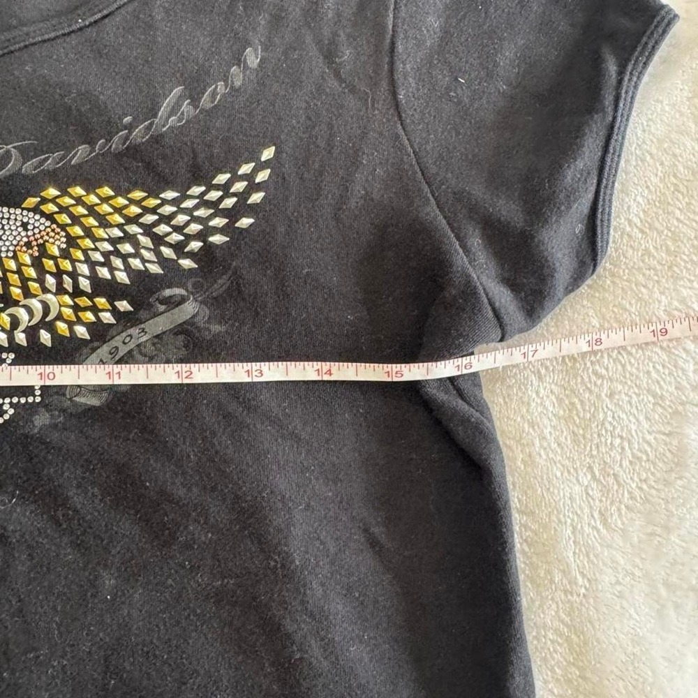 Y2K vintage Harley Davidson rhinestone eagle short sleeve top grunge graphic - Picture 4 of 6